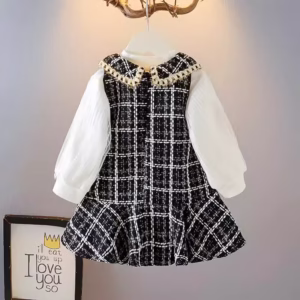 2025 New Style Girls' Clothes, Elegant Little Chanel-Style Suit, Autumn Fashionable Outfit, Real Two-Piece Dress