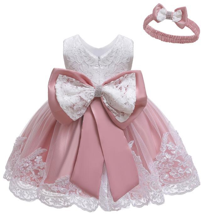 Amazon's Hot-Selling Baby's 100-Day-Old Dress with Bows and Hairband, Tutu Skirt, Lace Dress - Image 2