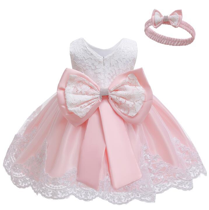 Amazon's Hot-Selling Baby's 100-Day-Old Dress with Bows and Hairband, Tutu Skirt, Lace Dress - Image 3
