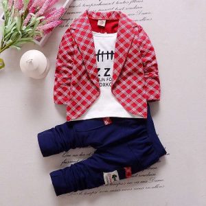 Foreign trade spring and autumn boy's suit fake three-piece small suit set 1-4 years old children's clothing factory direct sales