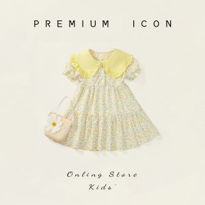 Girls' Floral Dress 2025 Summer New Korean Style Forest Pastoral Style Baby Dress with Bag for Toddlers