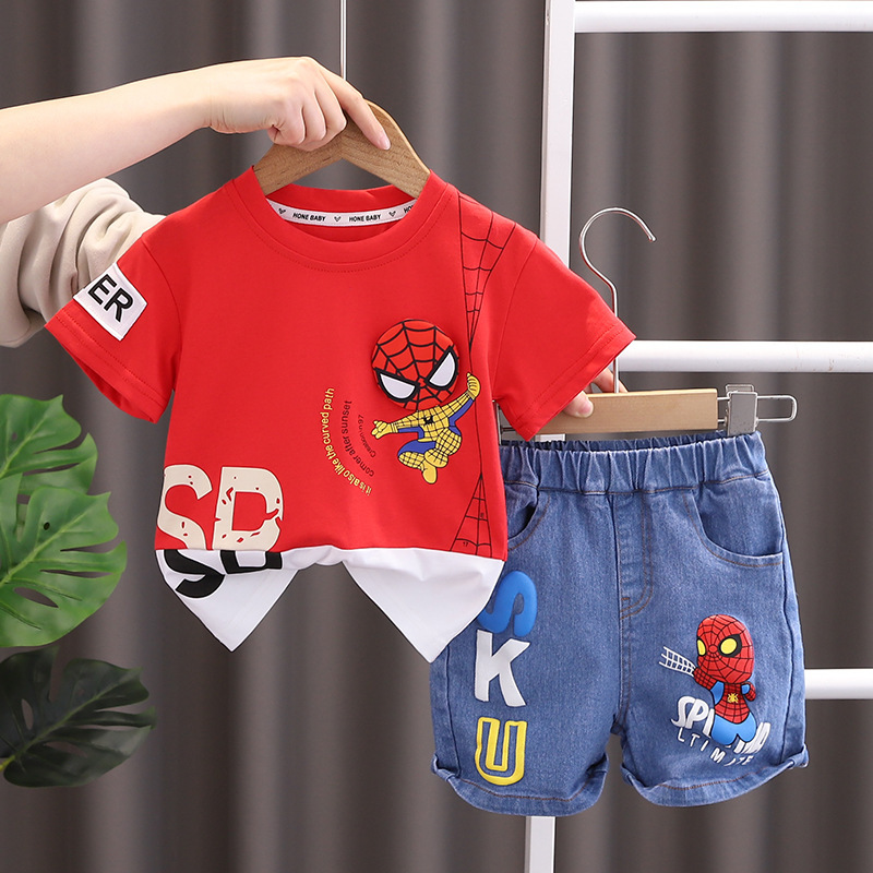 Children's Clothing Boy's Summer suit New Small and Medium-sized Children's Clothing Baby Cartoon Short-sleeved Two-piece Handsome Children's Clothes Trendy - Image 4