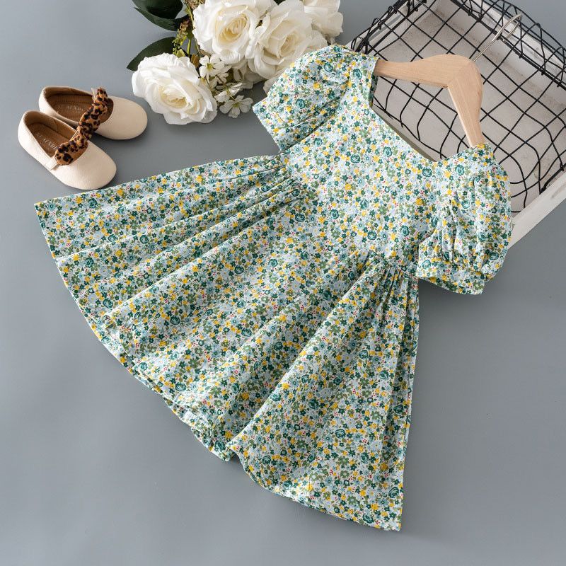Girls' dress Summer New Princess Dress for Female Baby Korean-style Chiffon Short-sleeved Floral Dress for Children - Image 4