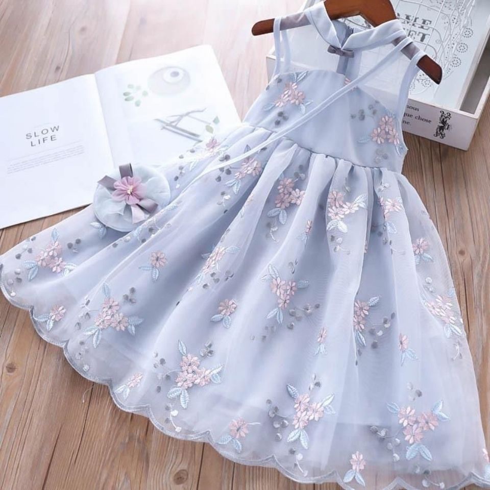 Girls Dress Summer Hanfu Cheongsam Fairy 2025 New Children's Retro Mesh Skirt Baby Summer Skirt - Image 2