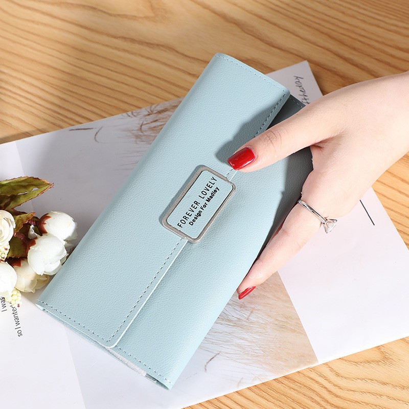 Women's Wallet Korean version Checkered Clasp Clutch Multi-Card Slot Pu Leather Wallet Card Holder