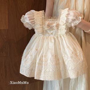 Girls' French Lolita Princess Dress, Summer New One-Year-Old Dress, Little Girl's Fashionable Short-Sleeved Dress