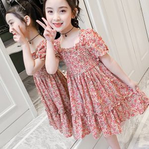 Girl's princess dress 2023 new floral dress thin Western style little girl's skirt summer 3-10 years old Korean style