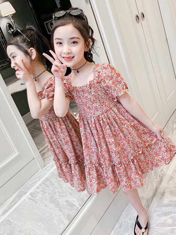 Girl's princess dress 2023 new floral dress thin Western style little girl's skirt summer 3-10 years old Korean style