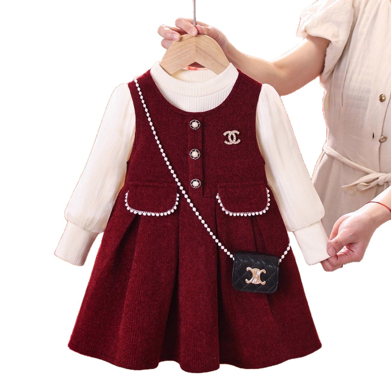 Girls Dress Autumn and Winter 2025 New Style Children's New Year's Eve Clothes Baby One-Year-Old Dress Red Princess Skirt - Image 5