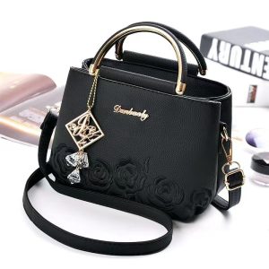 Foreign trade women's bag simple fashion handbag texture embroidery line small square bag practical commuter shoulder messenger bag