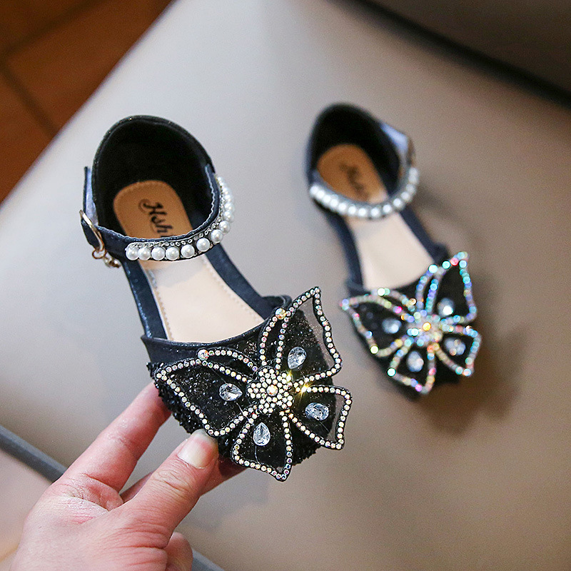 Girls Princess Shoes Cross-Border Summer New Bow Pearl Sandals Children's Single Shoes Baby High-Looking Small Leather Shoes - Image 3
