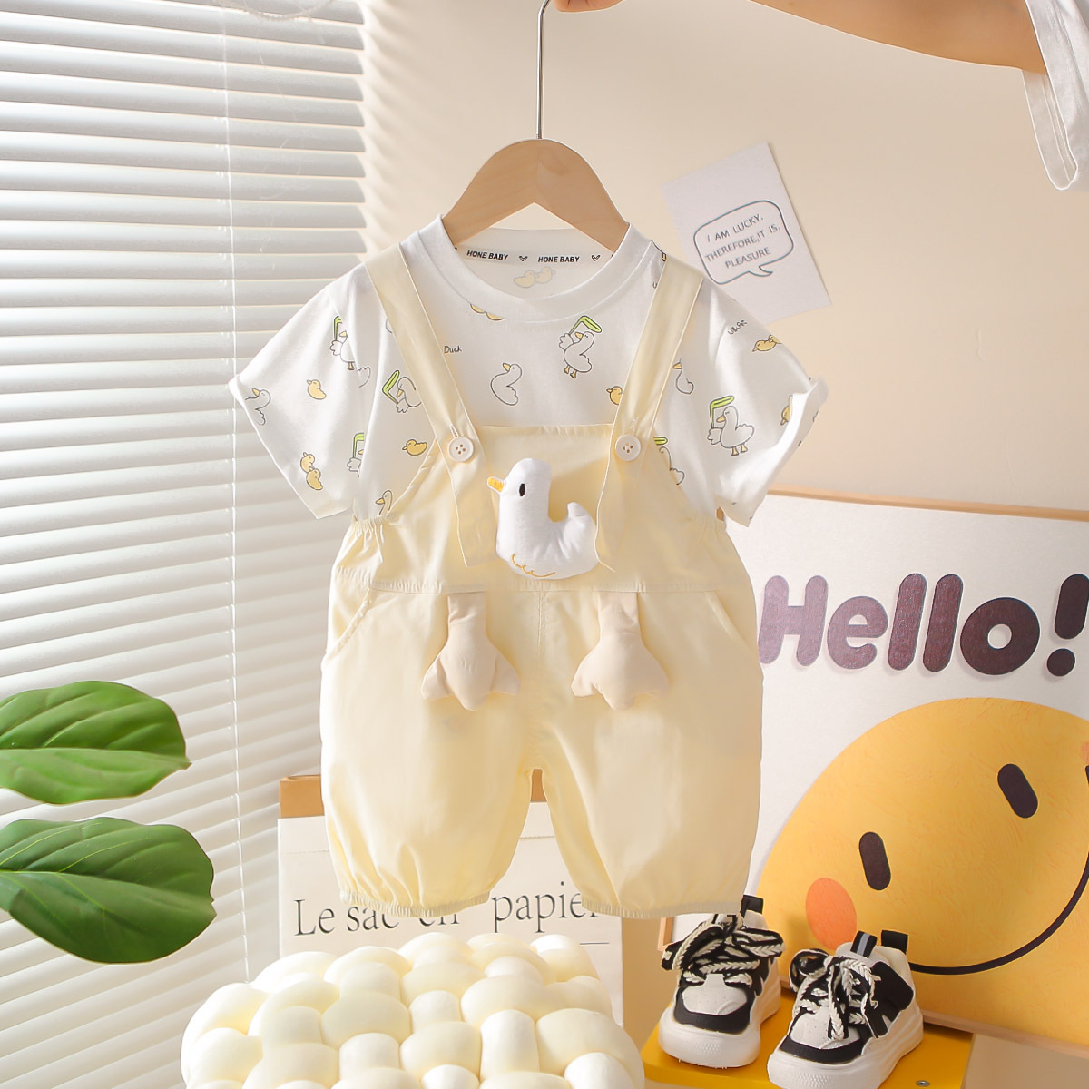 Children's Short-Sleeved Suit Casual Summer New Style Girls Summer Clothes Baby Fashionable Girl Summer Cartoon Suspenders Summer Style - Image 2