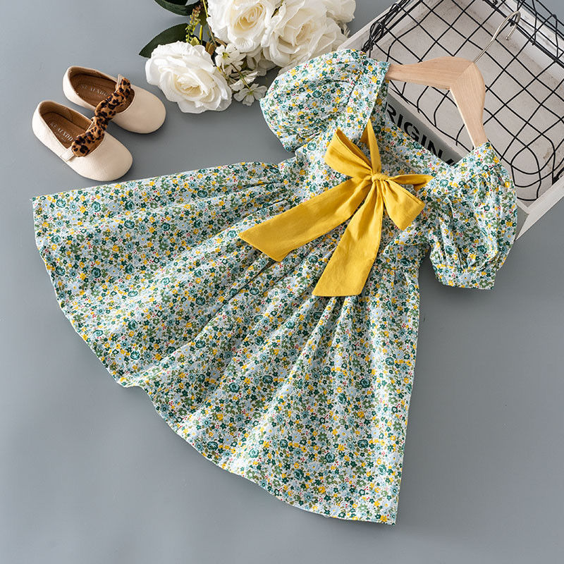Girls' dress Summer New Princess Dress for Female Baby Korean-style Chiffon Short-sleeved Floral Dress for Children - Image 2