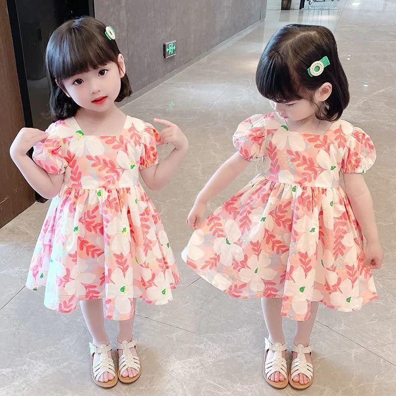 Girls' dress Summer New Princess Dress for Female Baby Korean-style Chiffon Short-sleeved Floral Dress for Children - Image 3