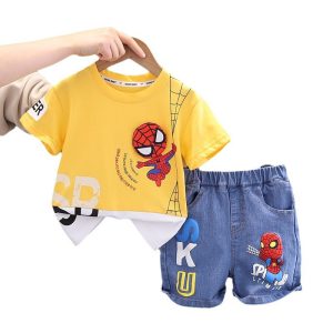 Children's Clothing Boy's Summer suit New Small and Medium-sized Children's Clothing Baby Cartoon Short-sleeved Two-piece Handsome Children's Clothes Trendy