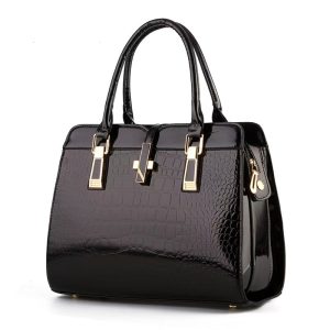 Cross-border Women's Bag Stone Pattern Bright Leather Hand Bag Simple Fashion Shaped Lock Women's Shoulder Crossbody Bag Bag
