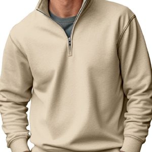 2025 Amazon New Men's Sweatshirt Export Casual Zipper Stand Collar Thickeneded Velvet Pure Color Men's Sweatshirt