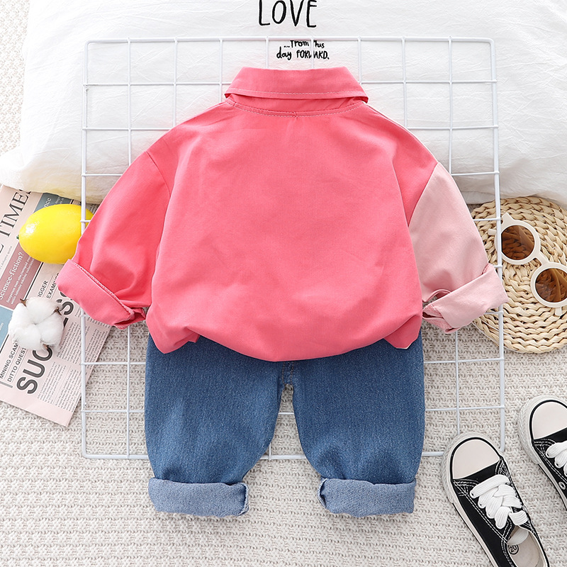Girls Autumn Jeans Shirt suit Children's Wear Baby Little Girl Sweet Spring and Autumn New Long Sleeve Two-piece Set - Image 4