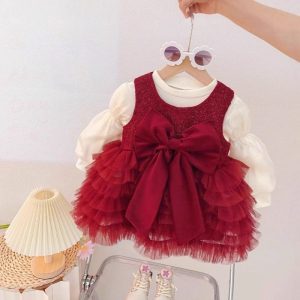Girls Spring Dress 2025 New Style Foreign Style Little One-Year-Old Princess Dress Baby Girl Spring Autumn Winter Dress