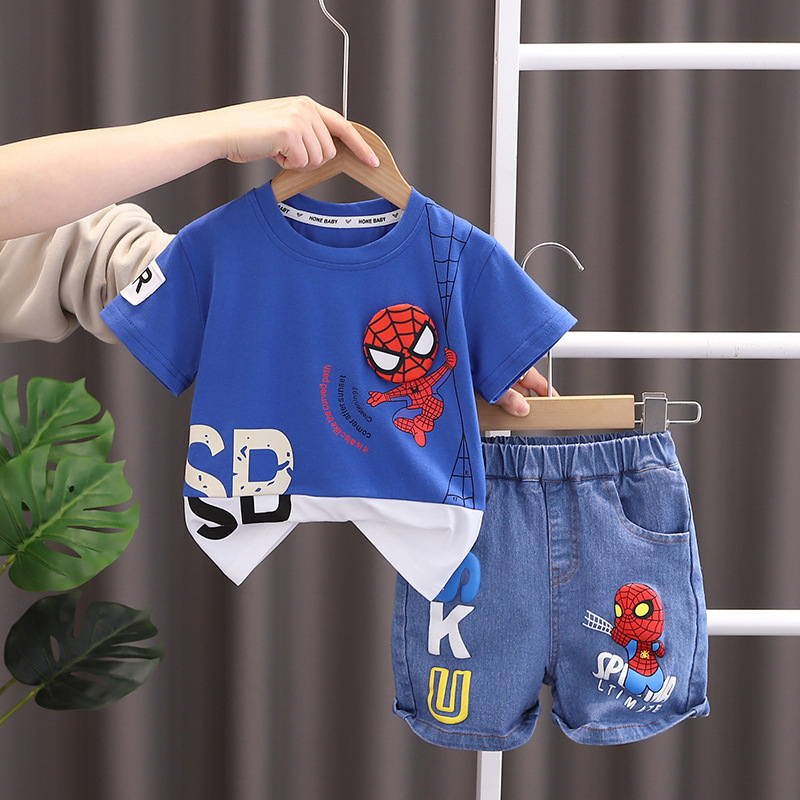 Children's Clothing Boy's Summer suit New Small and Medium-sized Children's Clothing Baby Cartoon Short-sleeved Two-piece Handsome Children's Clothes Trendy - Image 3