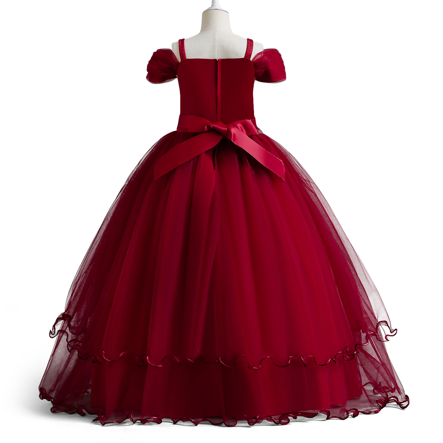 New Girls' Evening Dress Off-shoulder Princess Dress Children's Wedding Dress Tutu Skirt Big Children's Piano Costume - Image 5