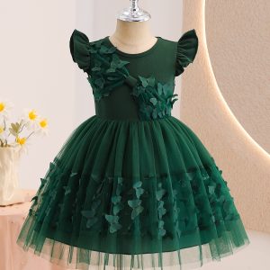 L00147 Cross-Border Girls' Children's Clothing Wholesale Personalized 3D Stereo Bow Mesh Dress