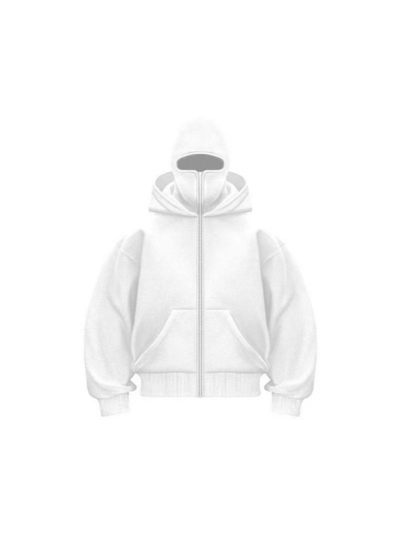 Cross-Border Men's Zipper Shirt Fleece Cardigan Masked Double Hood Design Hoodie Sweatshirt European Size Loose Sports Jacket - Image 4