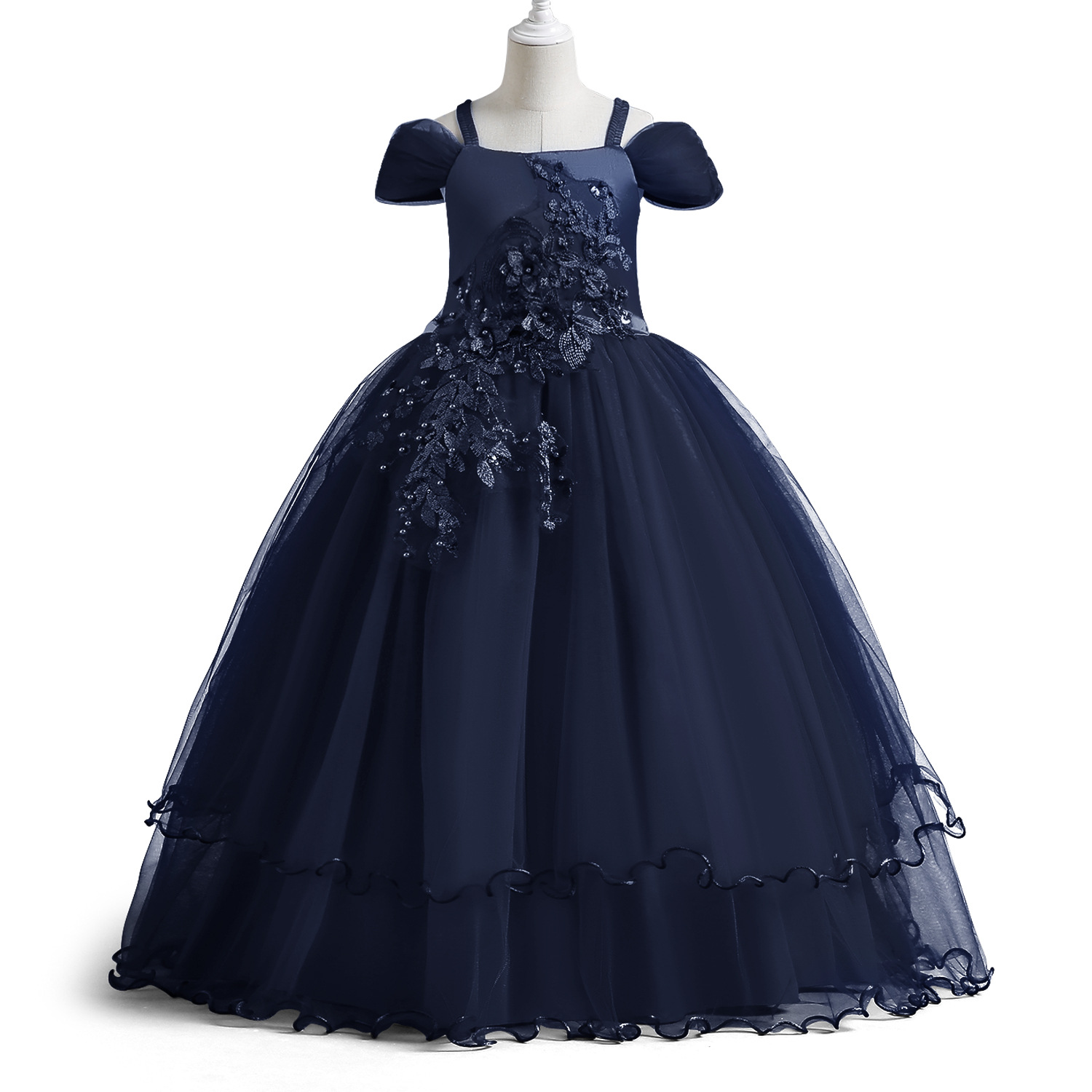 New Girls' Evening Dress Off-shoulder Princess Dress Children's Wedding Dress Tutu Skirt Big Children's Piano Costume - Image 4