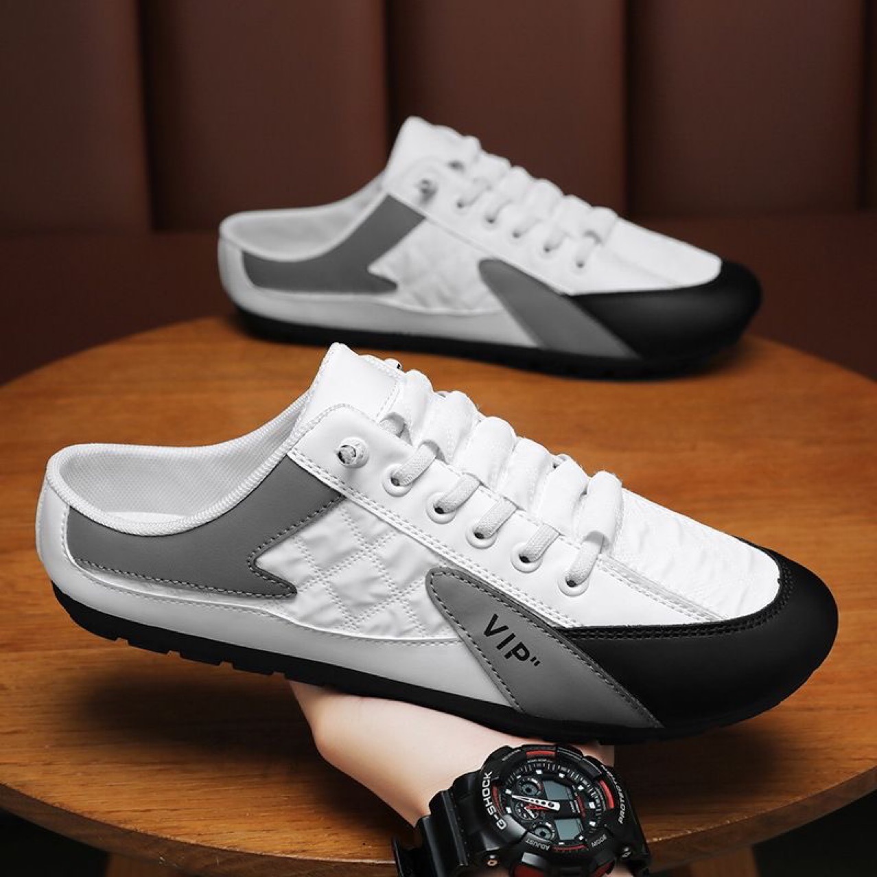 Cross-Border Pu Men's Shoes, Summer Breathable Sports Slip-On Casual Sneakers, Men's Soft-Soled Non-Slip Driving Lazy Shoes - Image 3
