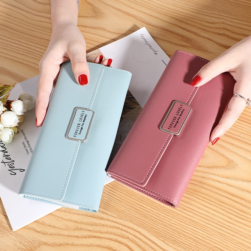 Women's Wallet Korean version Checkered Clasp Clutch Multi-Card Slot Pu Leather Wallet Card Holder - Image 5