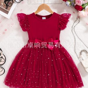 Ls00011 Amazon Cross-Border Children's Clothing Wholesale Girls' Multi-Color Elegant Mesh Dress Wedding Performance Belt