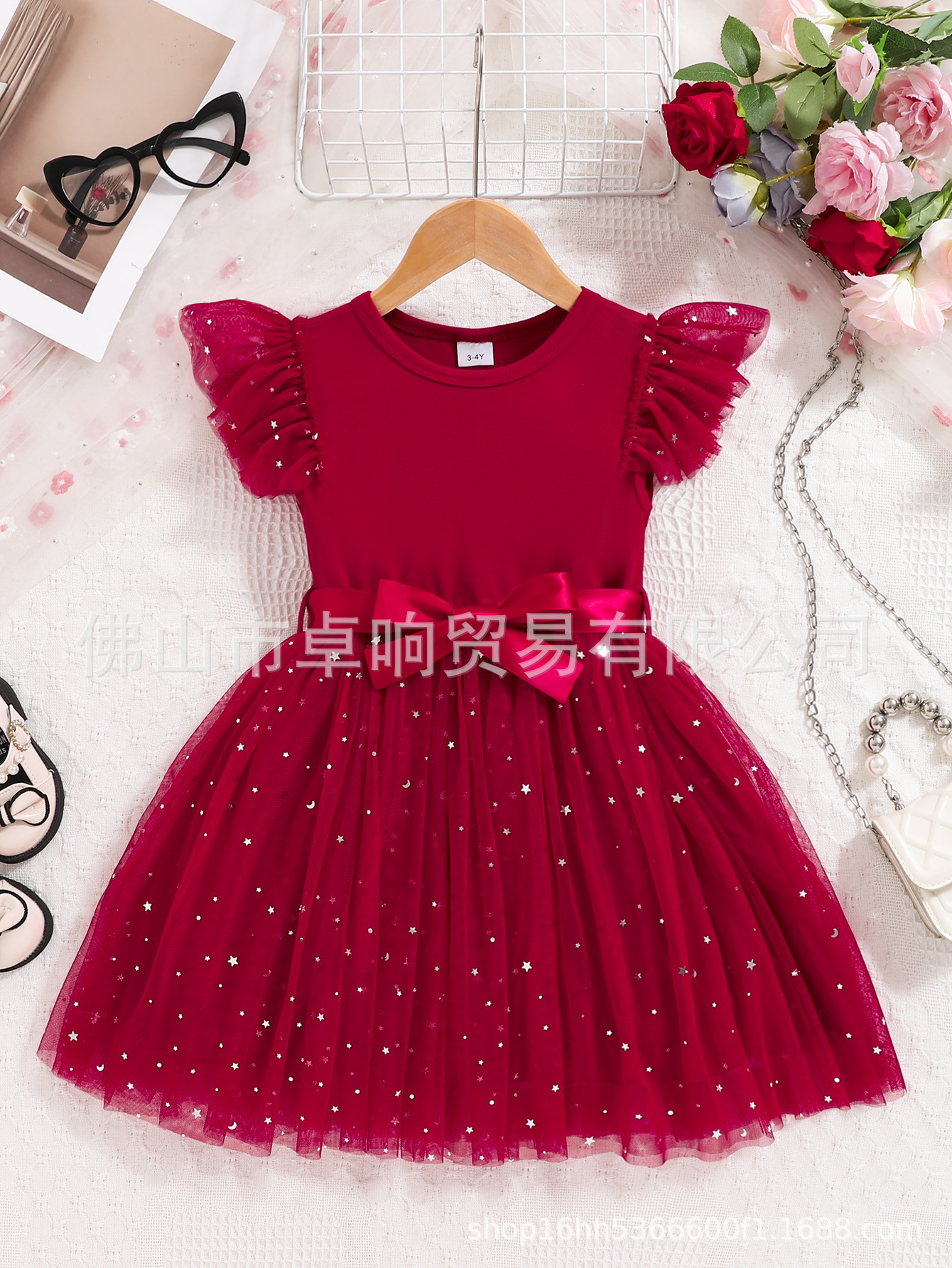 Ls00011 Amazon Cross-Border Children's Clothing Wholesale Girls' Multi-Color Elegant Mesh Dress Wedding Performance Belt