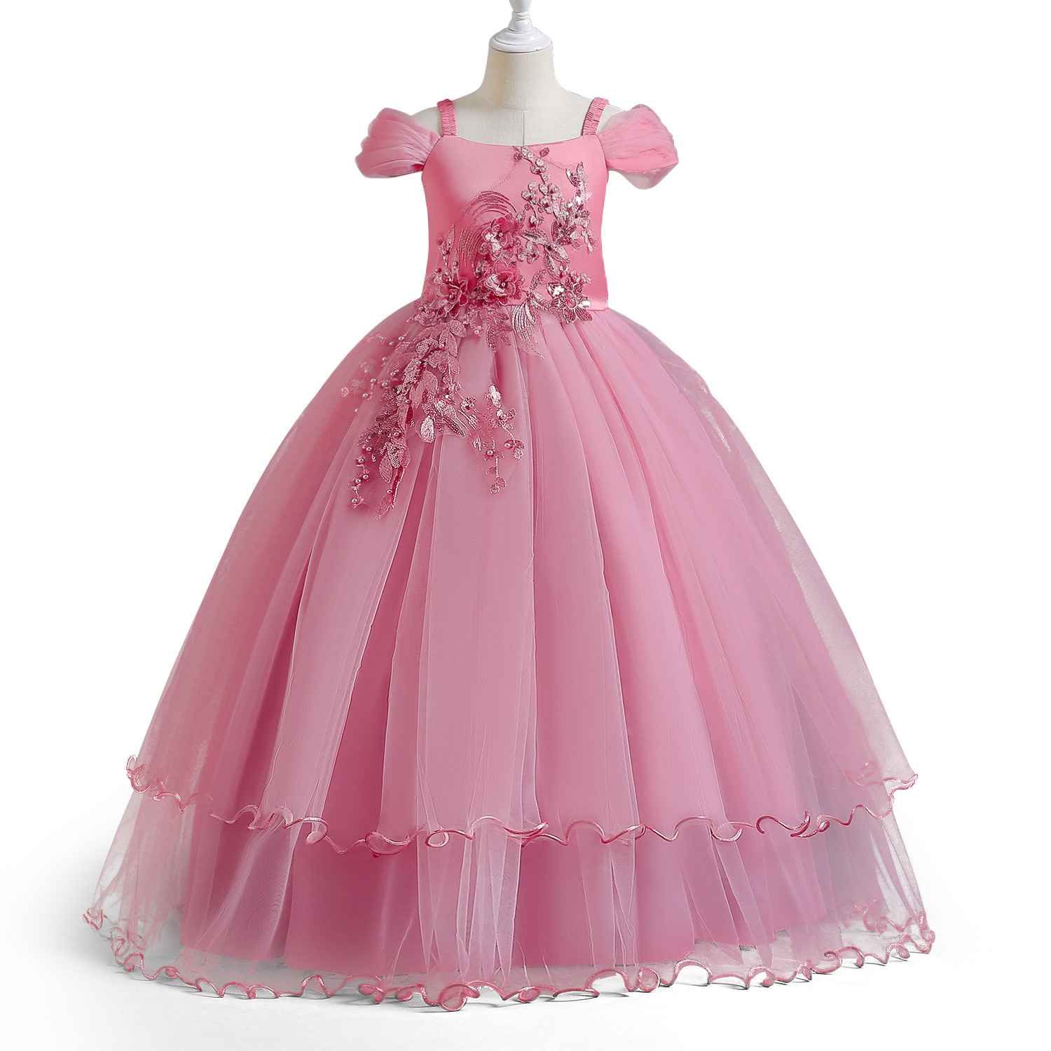 New Girls' Evening Dress Off-shoulder Princess Dress Children's Wedding Dress Tutu Skirt Big Children's Piano Costume - Image 2