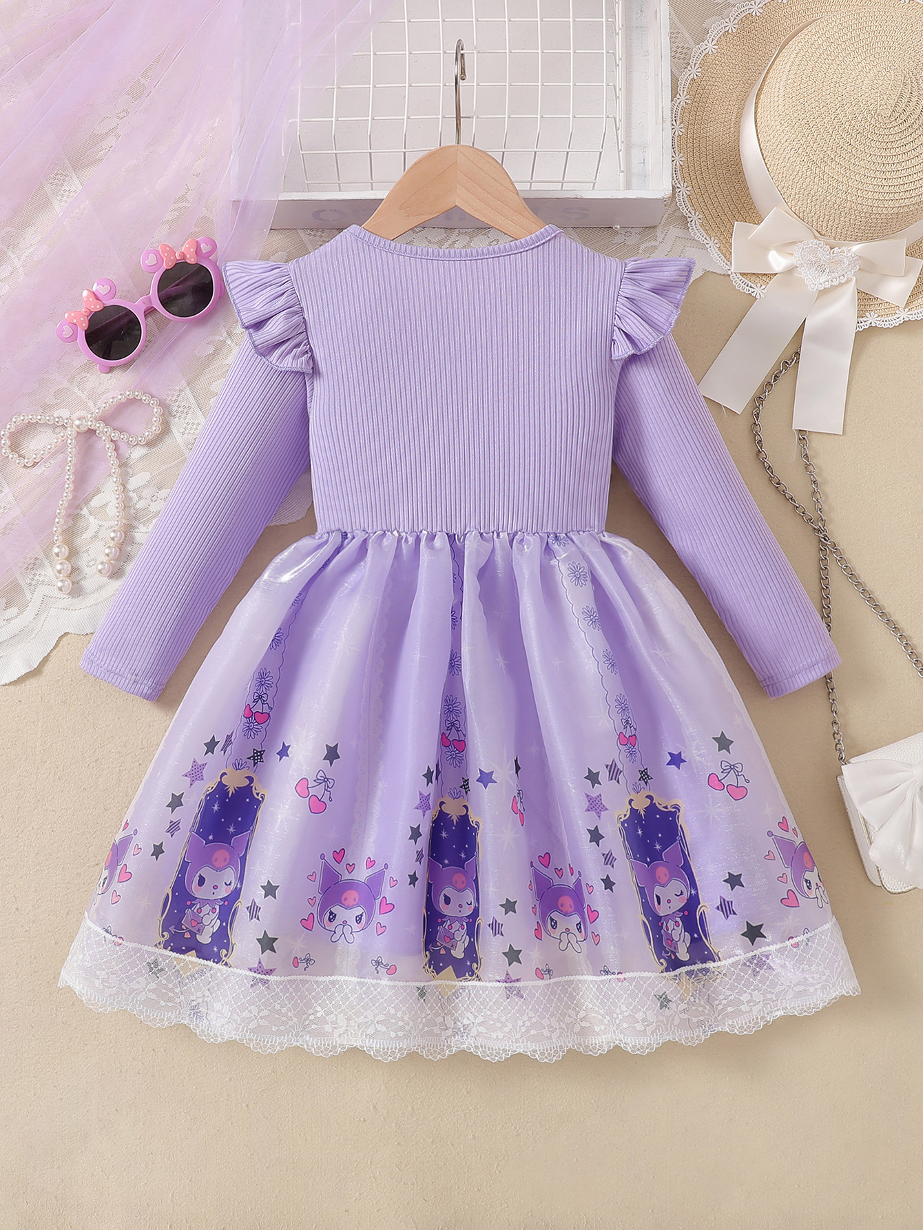 Foreign Trade Cross-Border Girls' Dress Autumn and Winter 2025 New Style Kuromi Princess Dress Kidsren's Mesh Skirt - Image 2