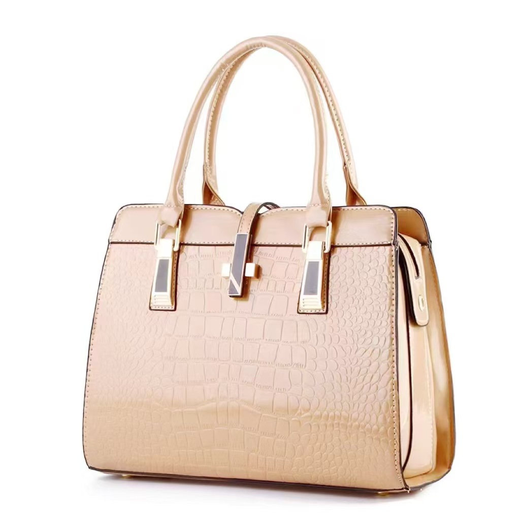 Cross-border Women's Bag Stone Pattern Bright Leather Hand Bag Simple Fashion Shaped Lock Women's Shoulder Crossbody Bag Bag - Image 4