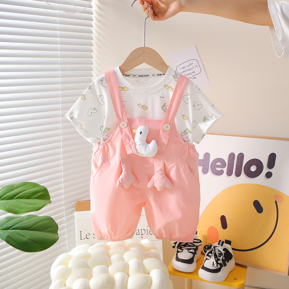Children's Short-Sleeved Suit Casual Summer New Style Girls Summer Clothes Baby Fashionable Girl Summer Cartoon Suspenders Summer Style - Image 3