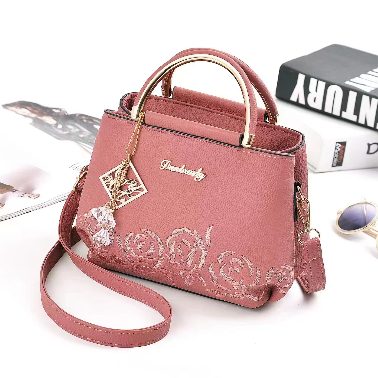 Foreign trade women's bag simple fashion handbag texture embroidery line small square bag practical commuter shoulder messenger bag - Image 4