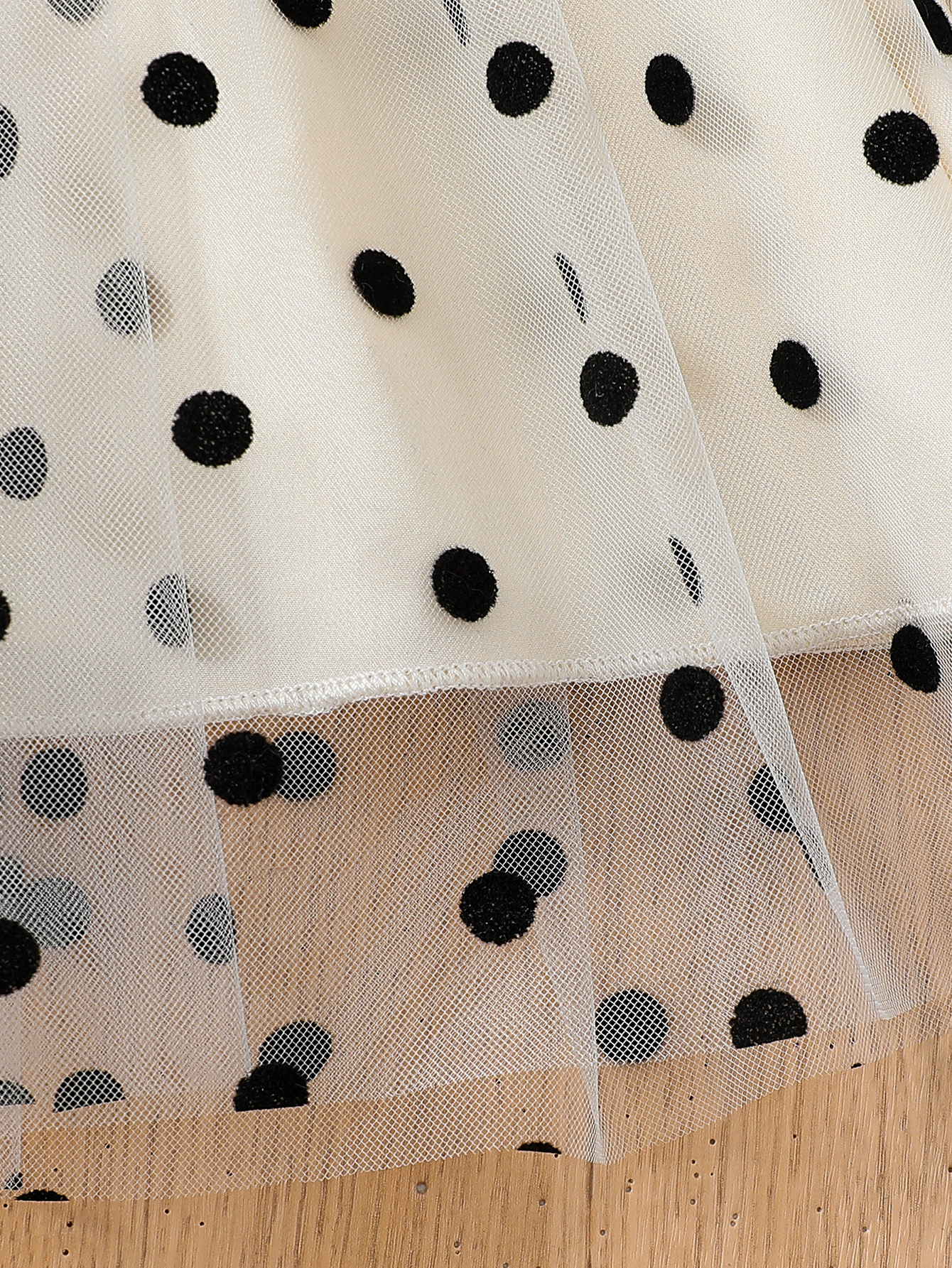 Ls00122 Amazon Cross-Border New Style Girls Spring and Autum Cardigan with Polka Dot Mesh Vest Skirt Suit - Image 5