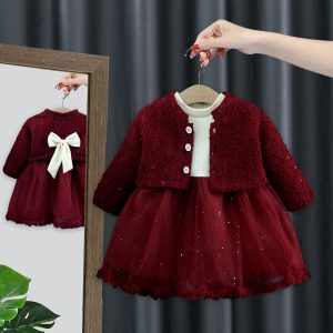 Children's clothing spring and autumn new girls cardigan two-piece children's dress suit 2025 baby girl skirt 5065