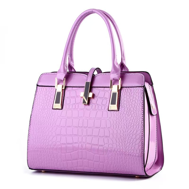 Cross-border Women's Bag Stone Pattern Bright Leather Hand Bag Simple Fashion Shaped Lock Women's Shoulder Crossbody Bag Bag - Image 5