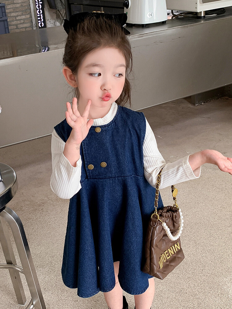 Girls' Dress Autumn 2025 New Early Autumn Denim Jacket Stylish Autumn Outfit Children's Set Dress - Image 2