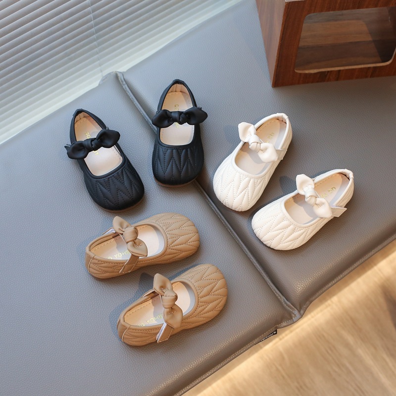 New Girls' Shoes, Baby Bow Leather Shoes, Soft-Soled Princess Shoes, Autumn New Leather Shoes, Single Shoes for Children,
