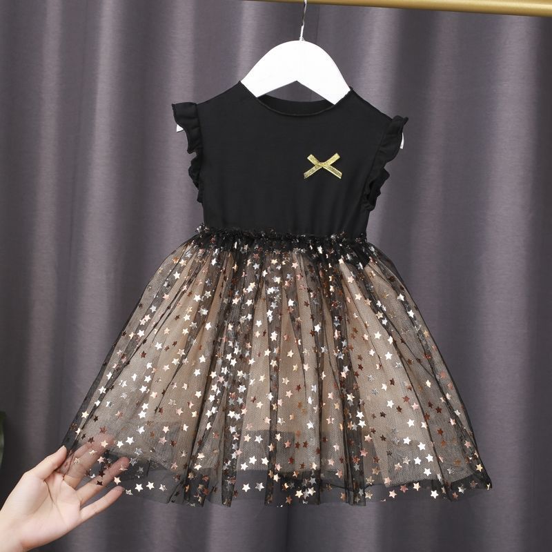 Girls Dress Summer Korean Style Girls Cotton Puffy Skirt Super Fairy Style Star Mesh New Princess Skirt - Image 3
