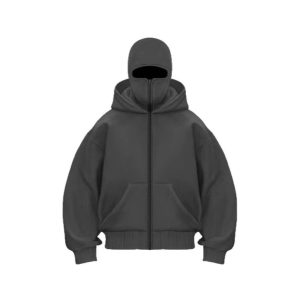 Cross-Border Men's Zipper Shirt Fleece Cardigan Masked Double Hood Design Hoodie Sweatshirt European Size Loose Sports Jacket