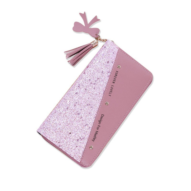 New Cross-Border Popular Wallet Long Women's Zipper Wallet Women's Korean Style Stitching Contrasting Tassels Versatile Card Holder - Image 5