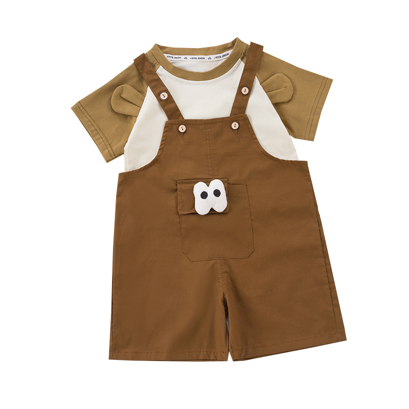 Children's Clothing for Boys and Girls Cartoon Suspender Shorts Two-Piece Set Baby Casual Round Neck Short-Sleeved Suit 2 Years Old Manufacturer Wholesale 3 - Image 5