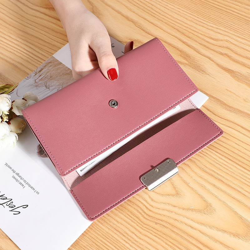 Women's Wallet Korean version Checkered Clasp Clutch Multi-Card Slot Pu Leather Wallet Card Holder - Image 4