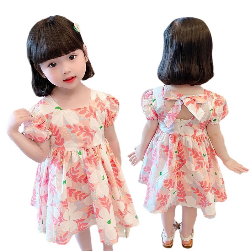 Girls' dress Summer New Princess Dress for Female Baby Korean-style Chiffon Short-sleeved Floral Dress for Children - Image 5