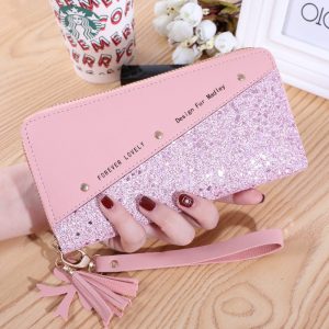 New Cross-Border Popular Wallet Long Women's Zipper Wallet Women's Korean Style Stitching Contrasting Tassels Versatile Card Holder