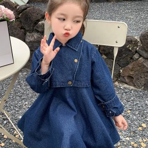 Girls' Dress Autumn 2025 New Early Autumn Denim Jacket Stylish Autumn Outfit Children's Set Dress